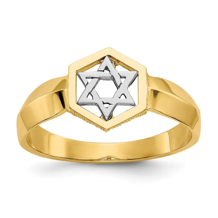 Goldia Rings 14k TwoTone Gold Polished Star of David Ring