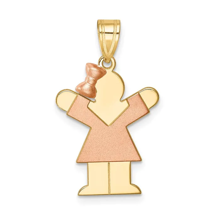 Goldia Rings 14k Twotone Gold Twotone Gold Small Girl w Bow on Left Engravable Charm Goldia Rings 14k Twotone Gold Twotone Gold Small Girl w Bow on Left Engravable Charm