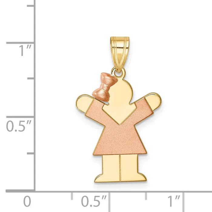 Goldia Rings 14k Twotone Gold Twotone Gold Small Girl w Bow on Left Engravable Charm