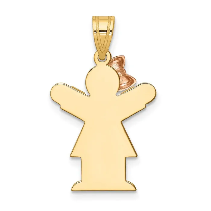 Goldia Rings 14k Twotone Gold Twotone Gold Small Girl w Bow on Left Engravable Charm