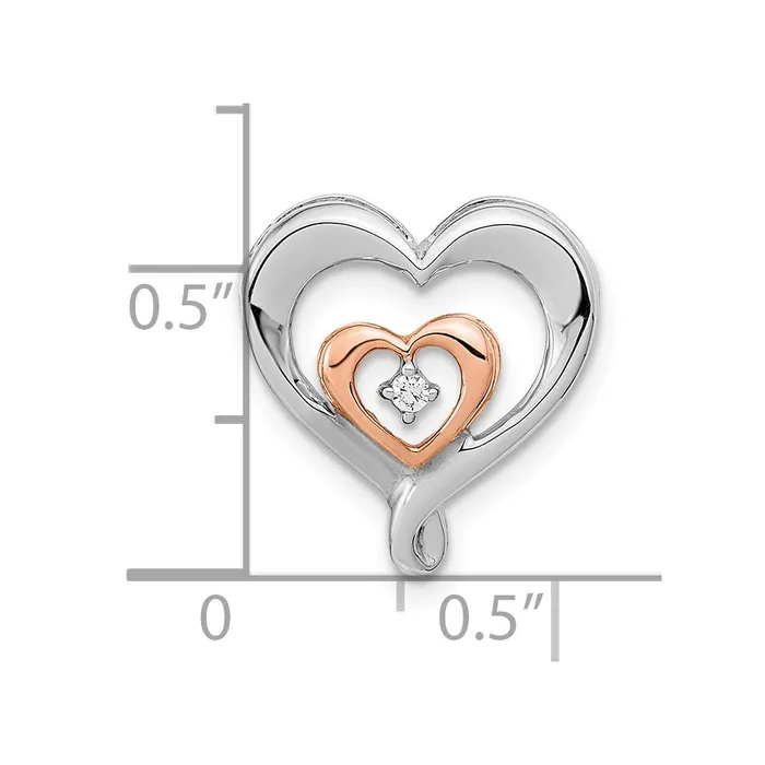 Goldia Rings 14k TwoTone Gold White u0026 Rose Heart Real Diamond Chain Slide