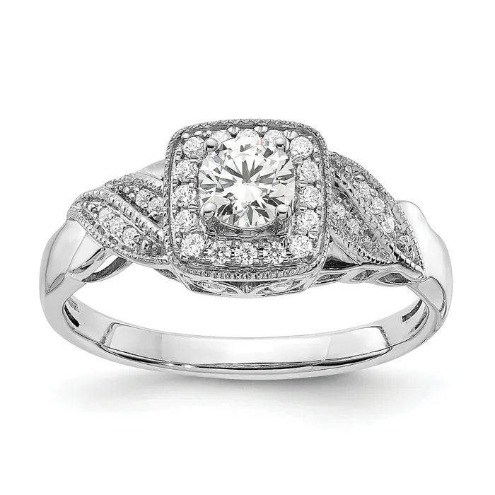 Goldia Rings 14k White Gold 12 Ct Lab Grown Diamond VSSI G Round Halo Engagement Ring Goldia Rings 14k White Gold 12 Ct Lab Grown Diamond VSSI G Round Halo Engagement Ring