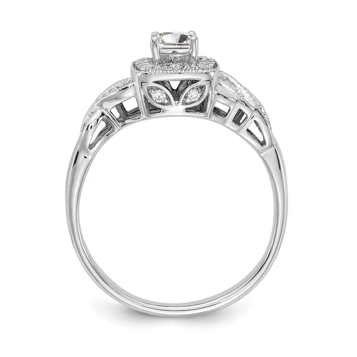 Goldia Rings 14k White Gold 12 Ct Lab Grown Diamond VSSI G Round Halo Engagement Ring