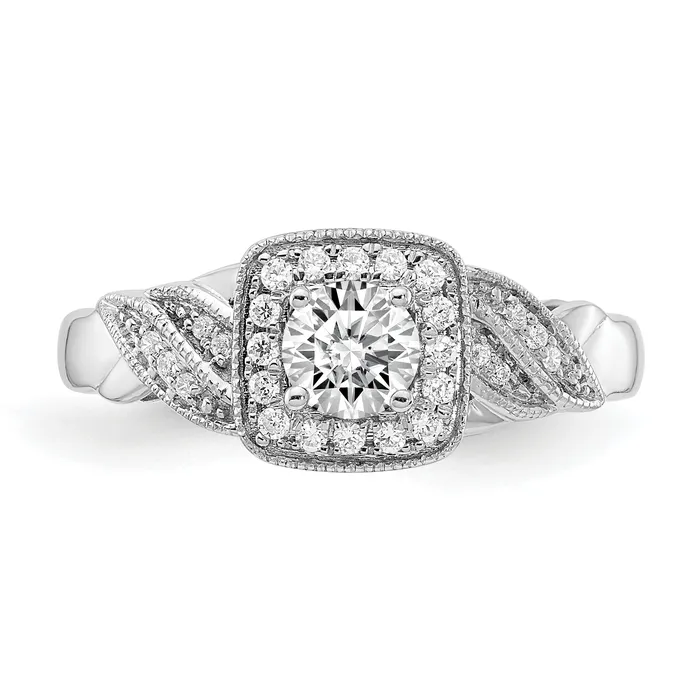 Goldia Rings 14k White Gold 12 Ct Lab Grown Diamond VSSI G Round Halo Engagement Ring