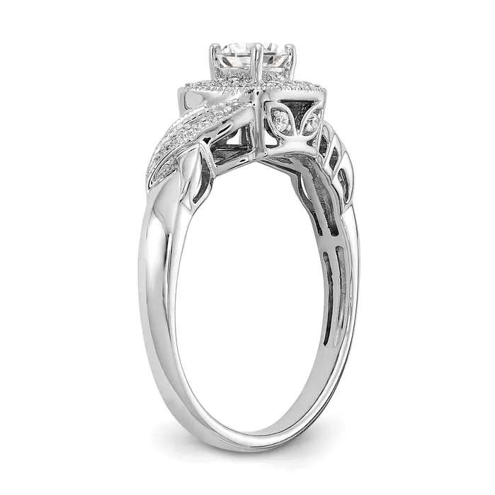 Goldia Rings 14k White Gold 12 Ct Lab Grown Diamond VSSI G Round Halo Engagement Ring