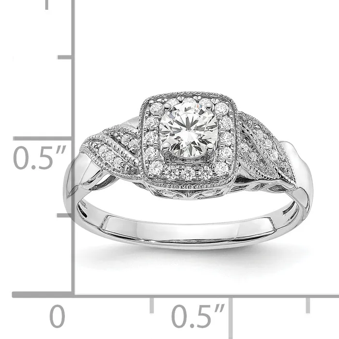 Goldia Rings 14k White Gold 12 Ct Lab Grown Diamond VSSI G Round Halo Engagement Ring