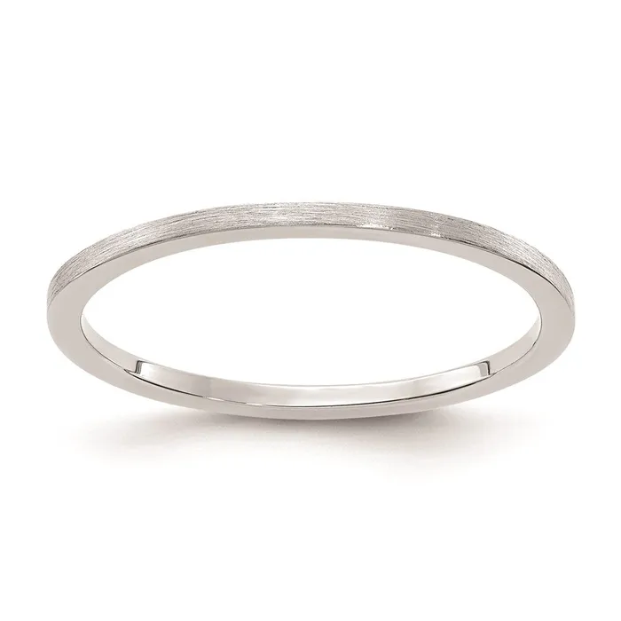 Goldia Rings 14K White Gold 12mm Flat Satin Stackable Mens Ladies Wedding Band Ring