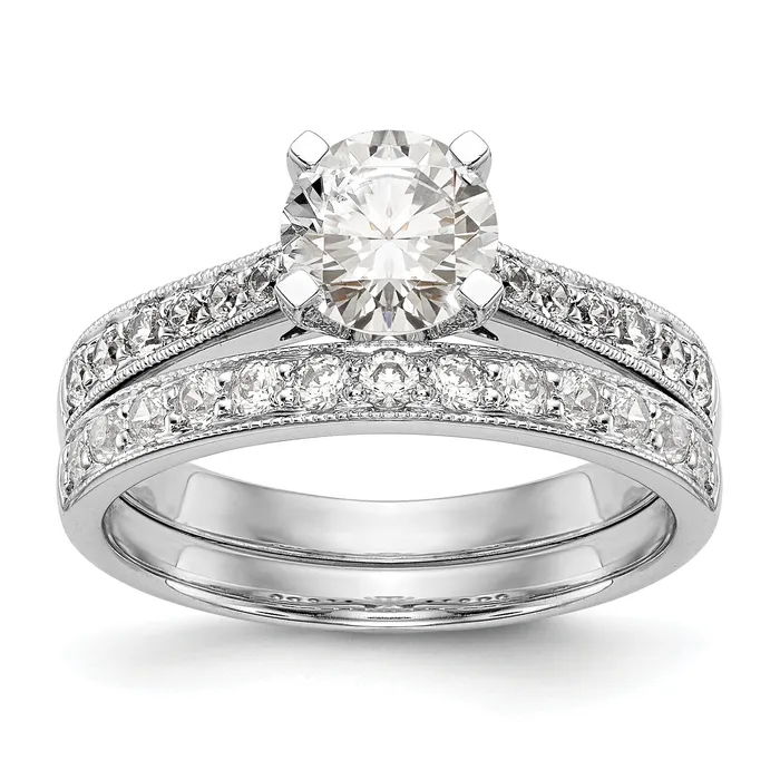 Goldia Rings 14k White Gold 14 Ct Lab Grown Diamond VSSI G 1 Ct Center Round Engagement Ring