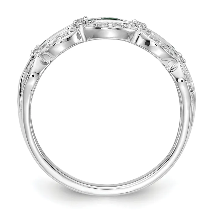 Goldia Rings 14k White Gold 15 Ct Lab Grown Diamond VSSI G and Lab Created Emerald Fancy Ring