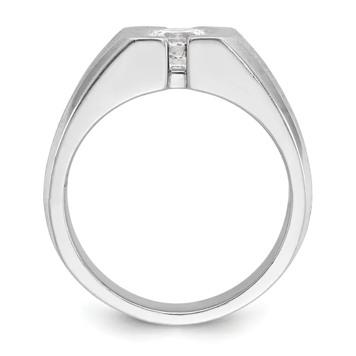 Goldia Rings 14k White Gold 1 Ct Lab Grown Diamond VSSI G Polished and Satin Mens Ring