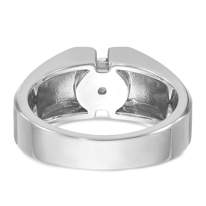 Goldia Rings 14k White Gold 1 Ct Lab Grown Diamond VSSI G Polished and Satin Mens Ring