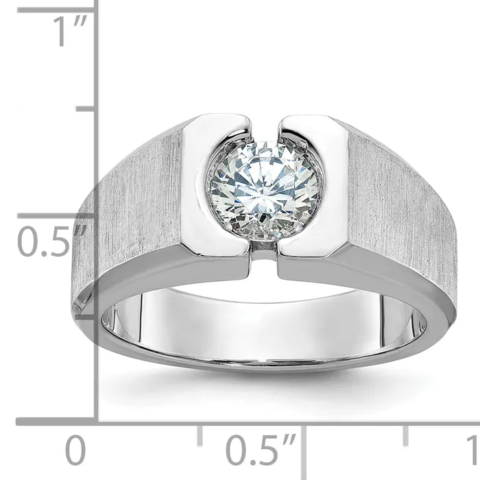Goldia Rings 14k White Gold 1 Ct Lab Grown Diamond VSSI G Polished and Satin Mens Ring