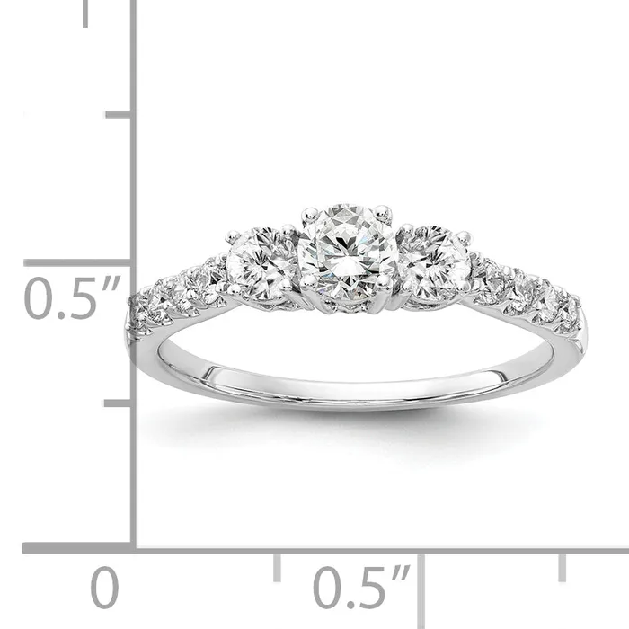 Goldia Rings 14k White Gold 34 Ct Lab Grown Diamond VSSI G Round Three Stone Engagement Ring