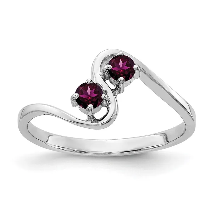 Goldia Rings 14k White Gold 3mm Rhodolite Garnet ring