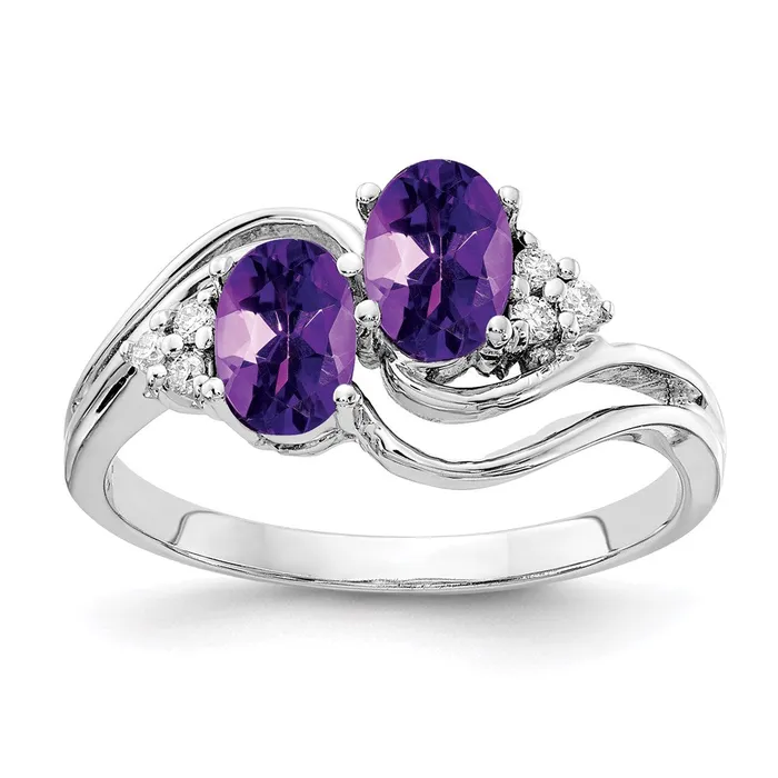 Goldia Rings 14k White Gold 6x4mm Oval Amethyst A Real Diamond ring