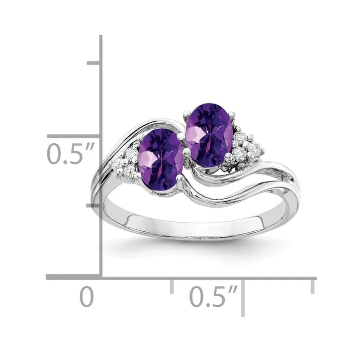 Goldia Rings 14k White Gold 6x4mm Oval Amethyst A Real Diamond ring