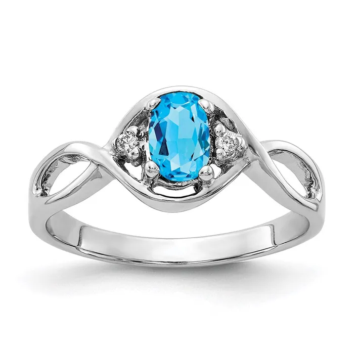 Goldia Rings 14k White Gold 6x4mm Oval Blue Topaz Checker AAA Real Diamond ring Goldia Rings 14k White Gold 6x4mm Oval Blue Topaz Checker AAA Real Diamond ring