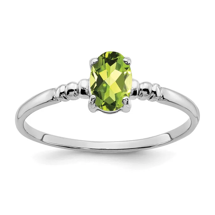 Goldia Rings 14k White Gold 6x4mm Oval Peridot ring