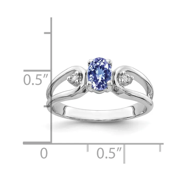 Goldia Rings 14k White Gold 6x4mm Oval Tanzanite A Diamond ring
