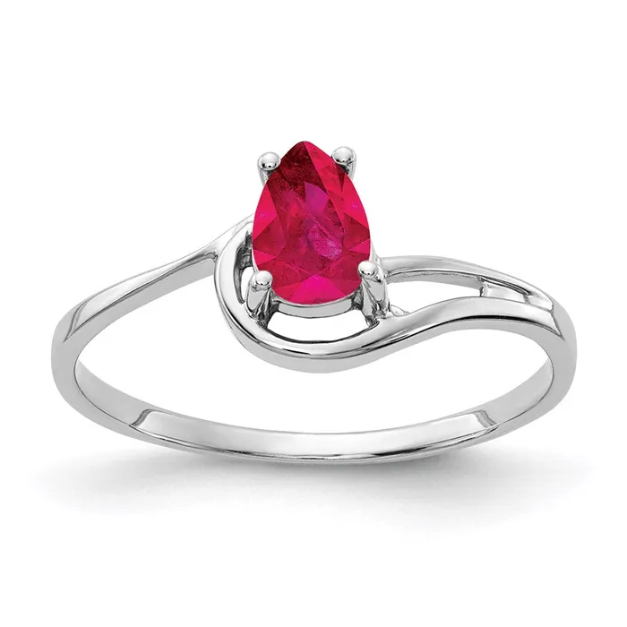 Goldia Rings 14k White Gold 6x4mm Pear Ruby ring