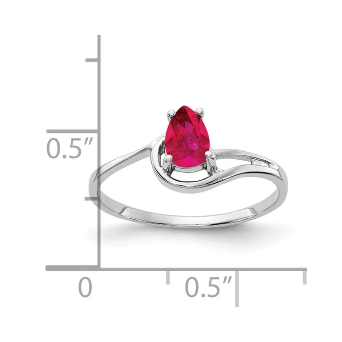 Goldia Rings 14k White Gold 6x4mm Pear Ruby ring