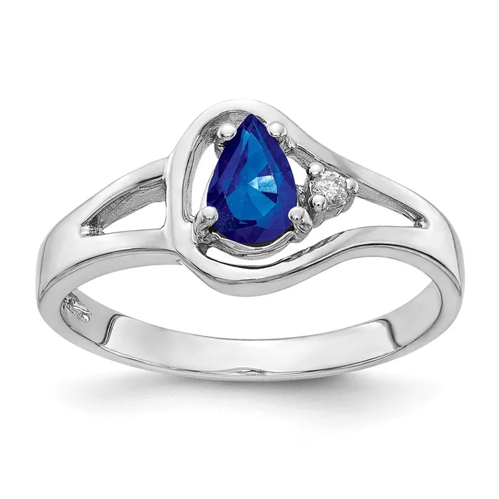 Goldia Rings 14k White Gold 6x4mm Pear Sapphire A Real Diamond ring