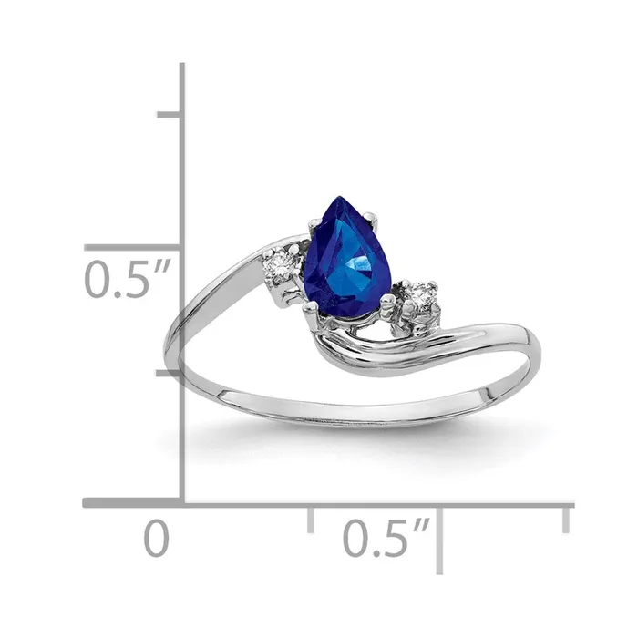 Goldia Rings 14k White Gold 6x4mm Pear Sapphire A Real Diamond ring