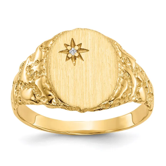 Goldia Rings 14K White Gold AA Real Diamond signet ring