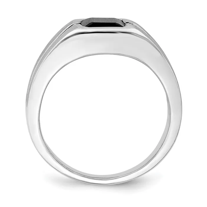 Goldia Rings 14k White Gold Onyx and Real Diamond Mens Ring