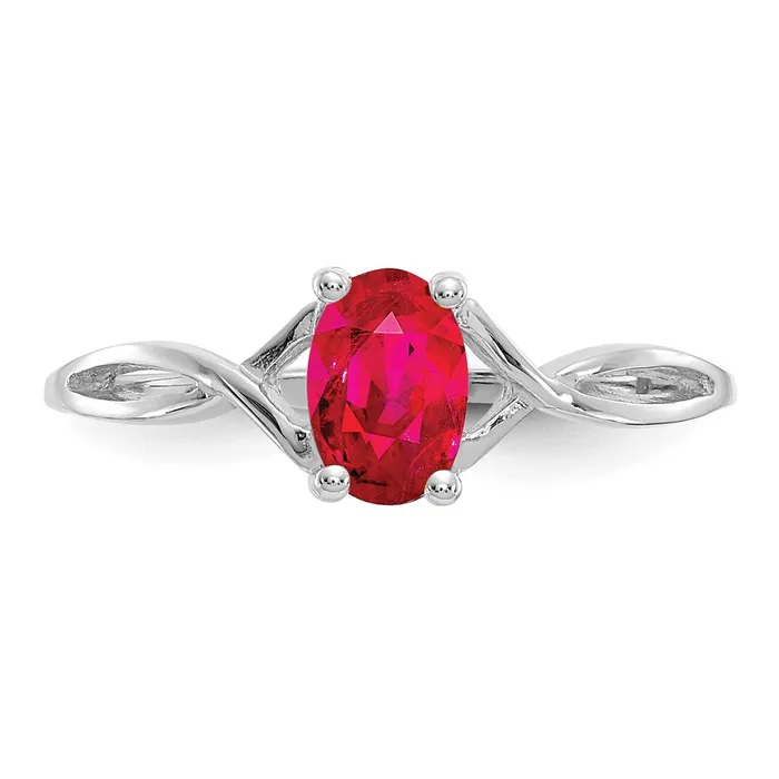 Goldia Rings 14k White Gold Ruby Birthstone Ring