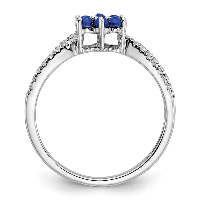 Goldia Rings 14k White Gold Sapphire and Real Diamond Floral Ring