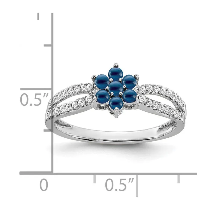 Goldia Rings 14k White Gold Sapphire and Real Diamond Floral Ring