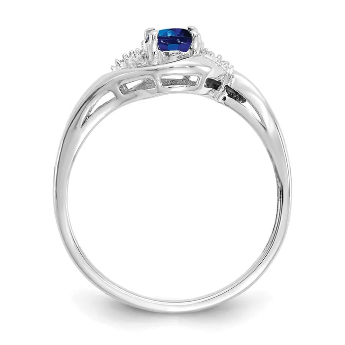Goldia Rings 14k White Gold Sapphire and Real Diamond Ring