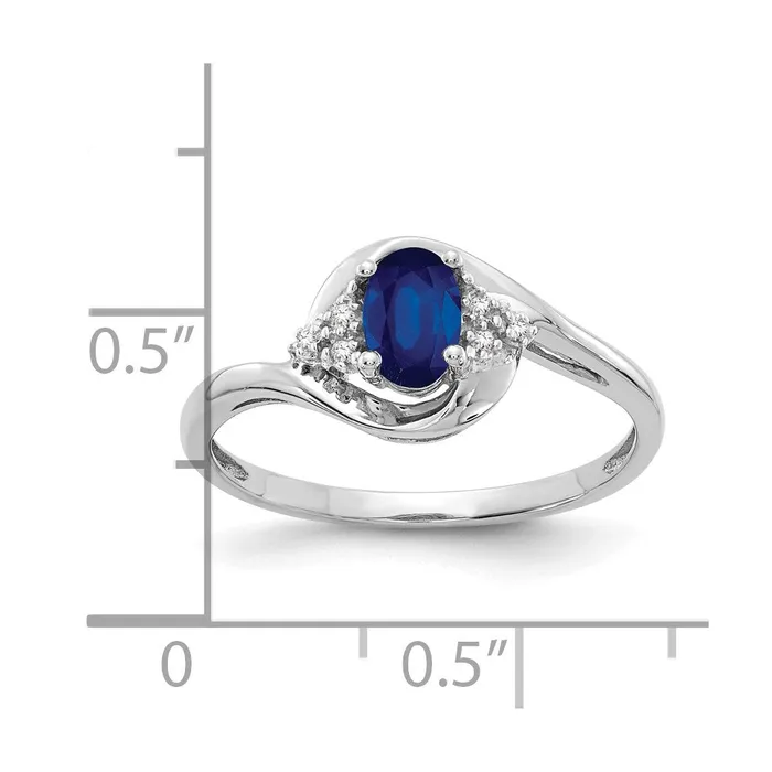 Goldia Rings 14k White Gold Sapphire and Real Diamond Ring