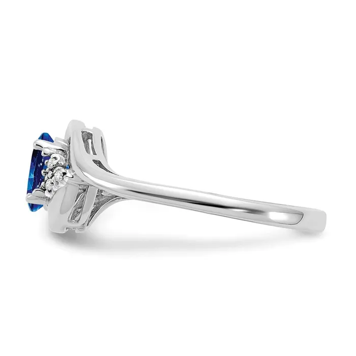 Goldia Rings 14k White Gold Sapphire and Real Diamond Ring