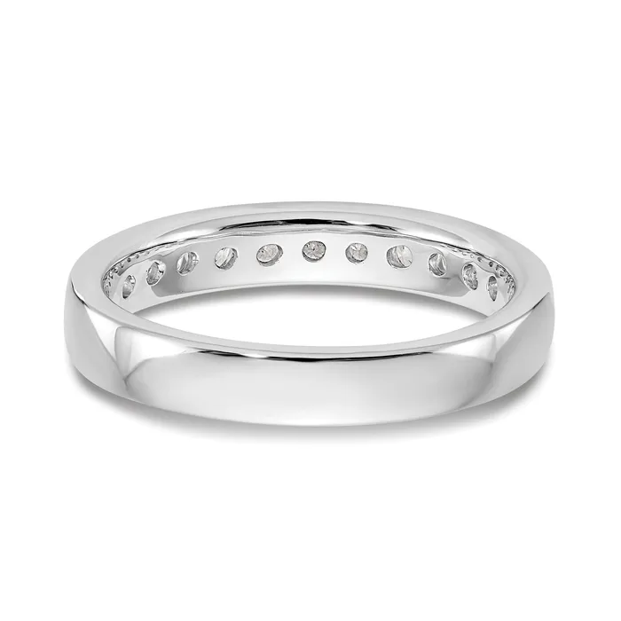 Goldia Rings 14k White Gold True Origin Lab Grown SIVS Near Colorless 12 Ct Round Diamond Mens Channel Band Ring