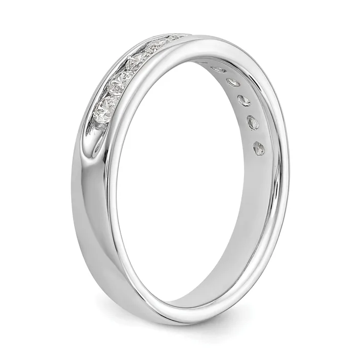 Goldia Rings 14k White Gold True Origin Lab Grown SIVS Near Colorless 12 Ct Round Diamond Mens Channel Band Ring