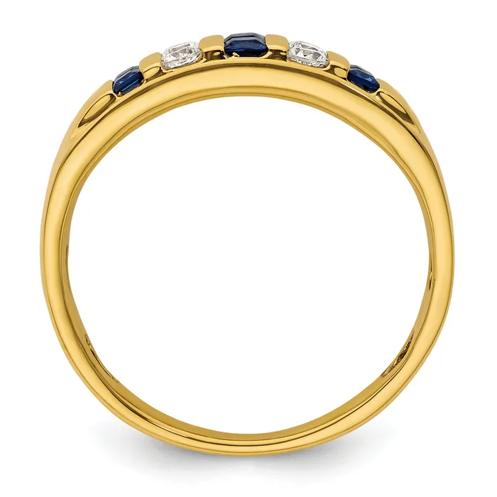 Goldia Rings 14k Yellow Gold 1 14 Ct Lab Grown Diamond VSSI G and Lab Created Blue Sapphire Mens Ring