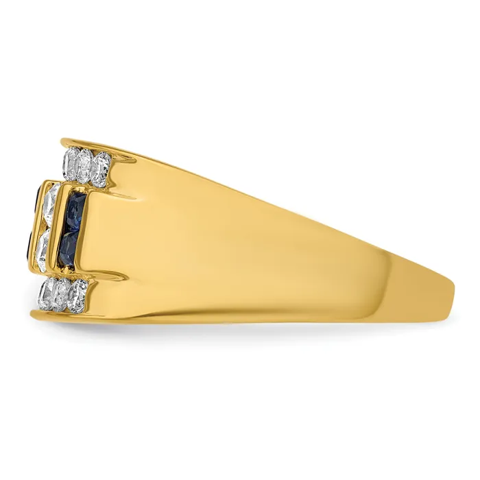 Goldia Rings 14k Yellow Gold 1 14 Ct Lab Grown Diamond VSSI G and Lab Created Blue Sapphire Mens Ring