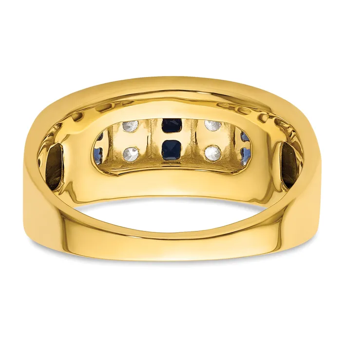 Goldia Rings 14k Yellow Gold 1 14 Ct Lab Grown Diamond VSSI G and Lab Created Blue Sapphire Mens Ring