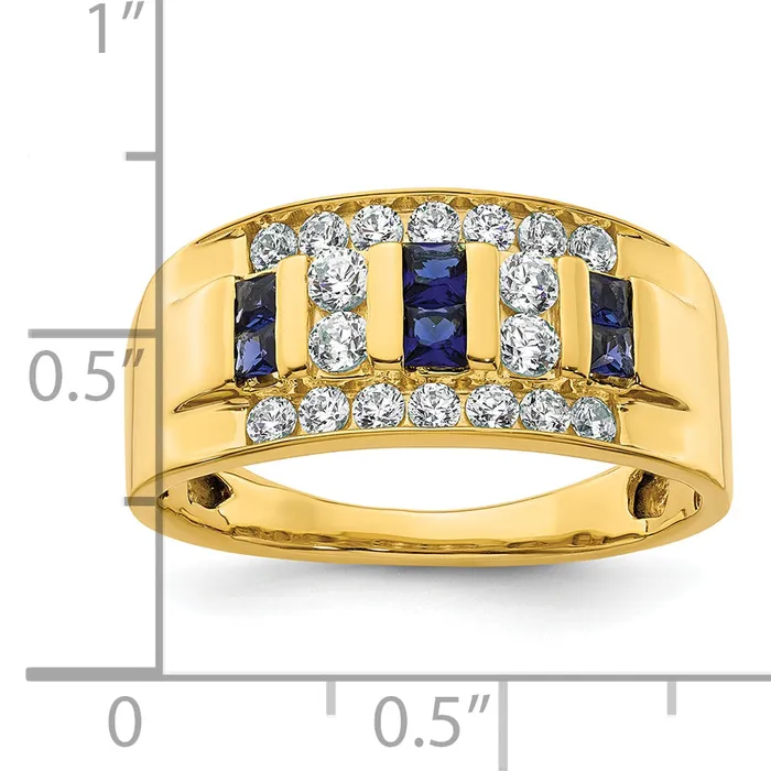 Goldia Rings 14k Yellow Gold 1 14 Ct Lab Grown Diamond VSSI G and Lab Created Blue Sapphire Mens Ring
