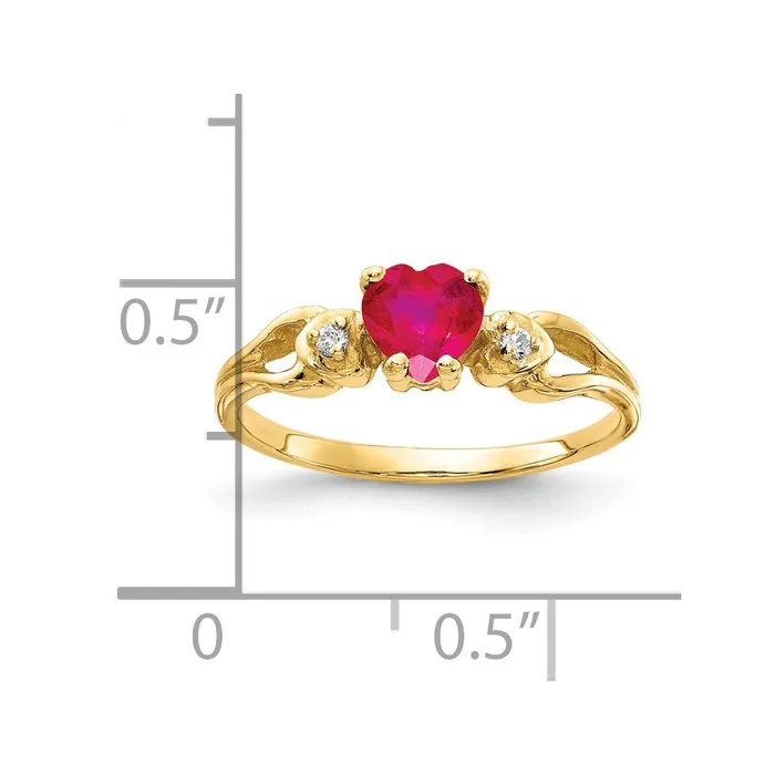 Goldia Rings 14k Yellow Gold 5mm Heart Ruby AAA Diamond ring