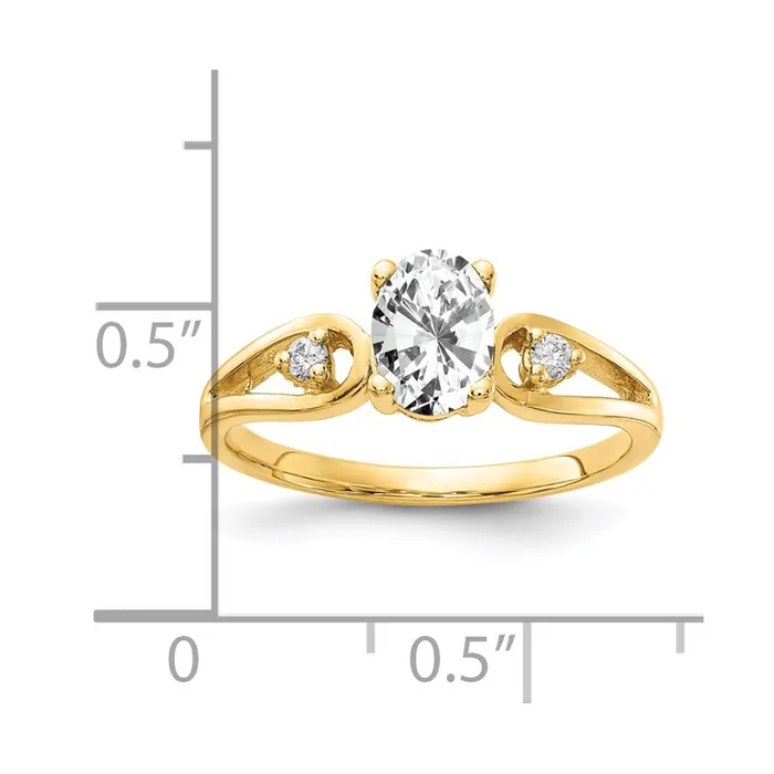 Goldia Rings 14K Yellow Gold 7x5mm Oval Cubic Zirconia A Real Diamond ring