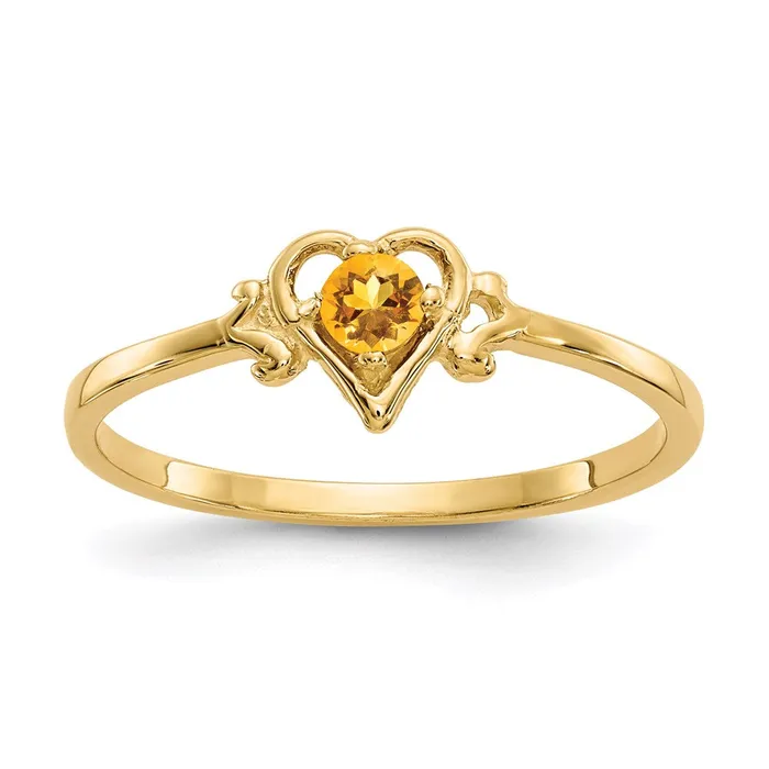 Goldia Rings 14K Yellow Gold Citrine Birthstone Heart Ring