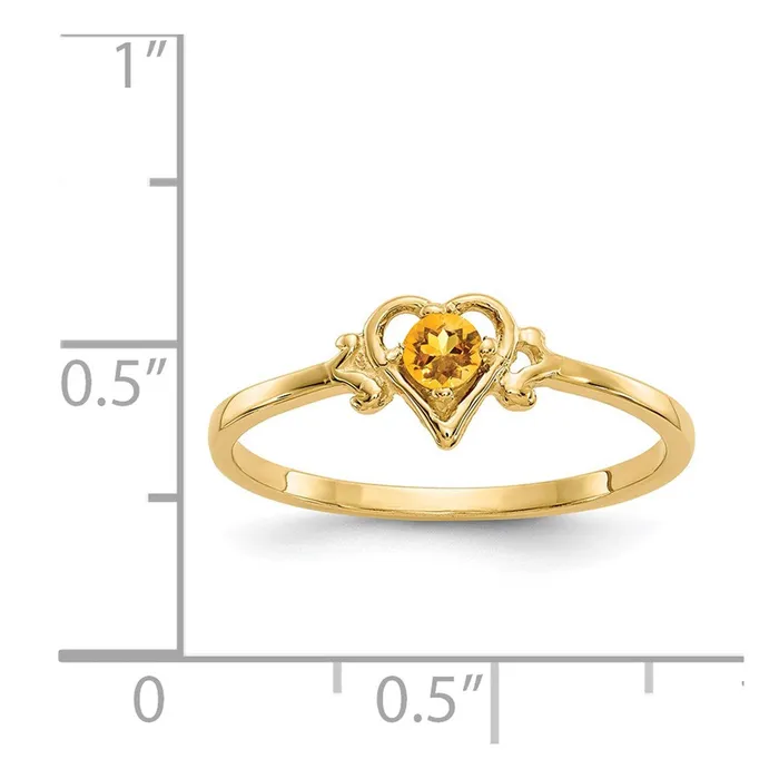 Goldia Rings 14K Yellow Gold Citrine Birthstone Heart Ring
