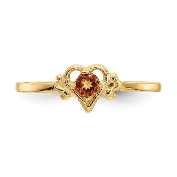 Goldia Rings 14K Yellow Gold Citrine Birthstone Heart Ring