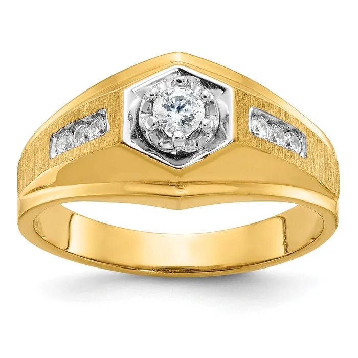 Goldia Rings 14k Yellow Gold Mens Polished and Satin 13 carat Diamond Complete Ring Goldia Rings 14k Yellow Gold Mens Polished and Satin 13 carat Diamond Complete Ring