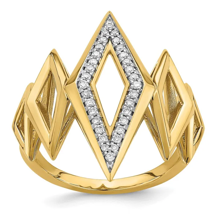 Goldia Rings 14K Yellow Gold Polished Fancy Geometric Real Diamond Ring Goldia Rings 14K Yellow Gold Polished Fancy Geometric Real Diamond Ring