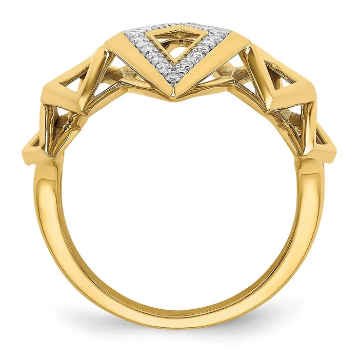 Goldia Rings 14K Yellow Gold Polished Fancy Geometric Real Diamond Ring