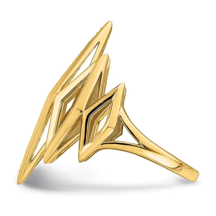 Goldia Rings 14K Yellow Gold Polished Fancy Geometric Real Diamond Ring